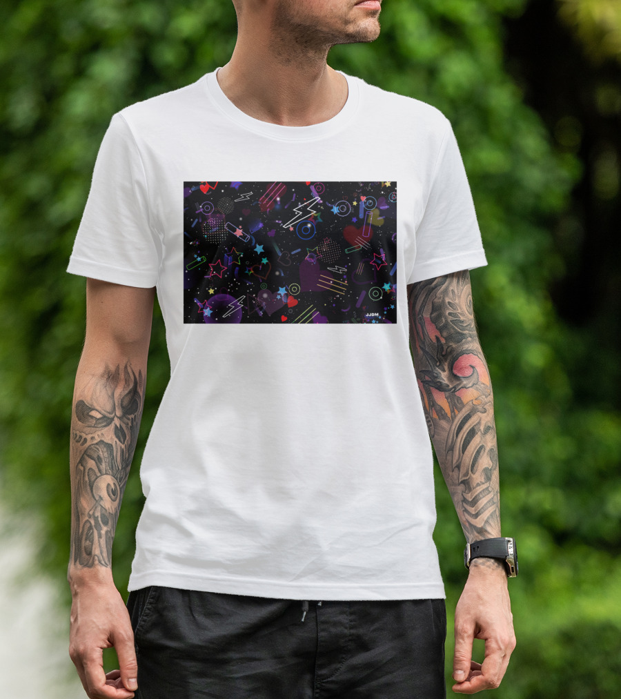 Bass Drop Phone Neon Lightning Star Heart T-Shirt