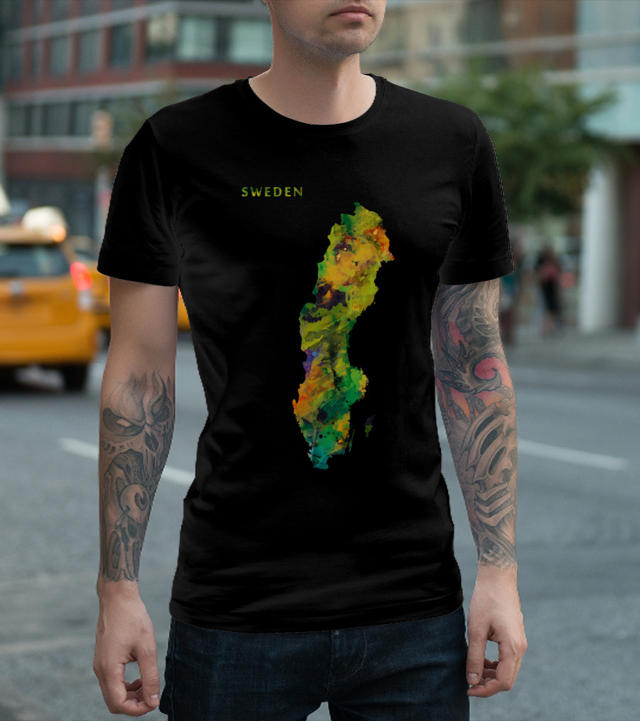 Sweden Colorful Map T-Shirt