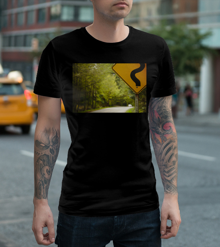 Follow The Sign Curvy Road Ahead Nature Pathway T-Shirt