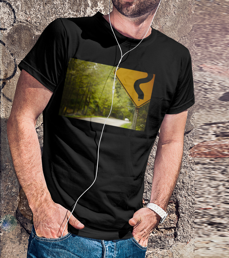 Follow The Sign Curvy Road Ahead Nature Pathway T-Shirt