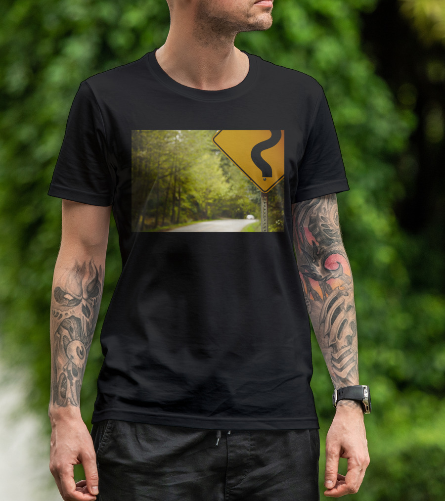Follow The Sign Curvy Road Ahead Nature Pathway T-Shirt