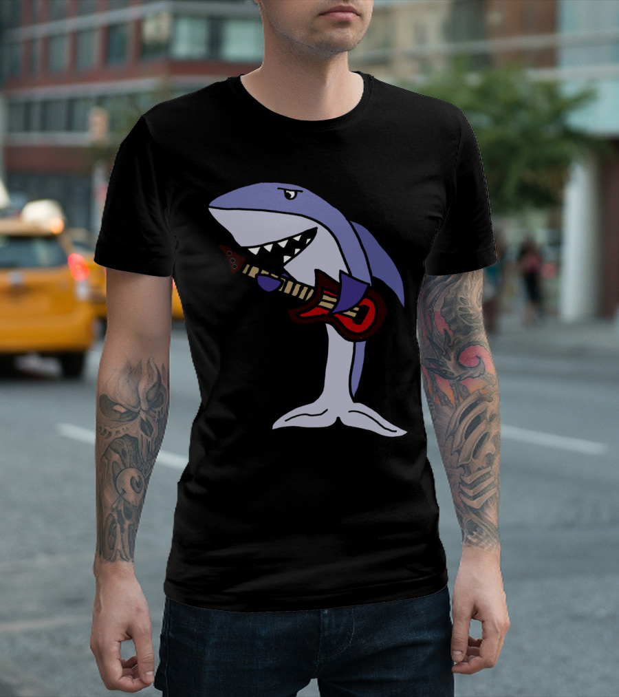 Cool Shark Playing Red Guitar T-Shirt