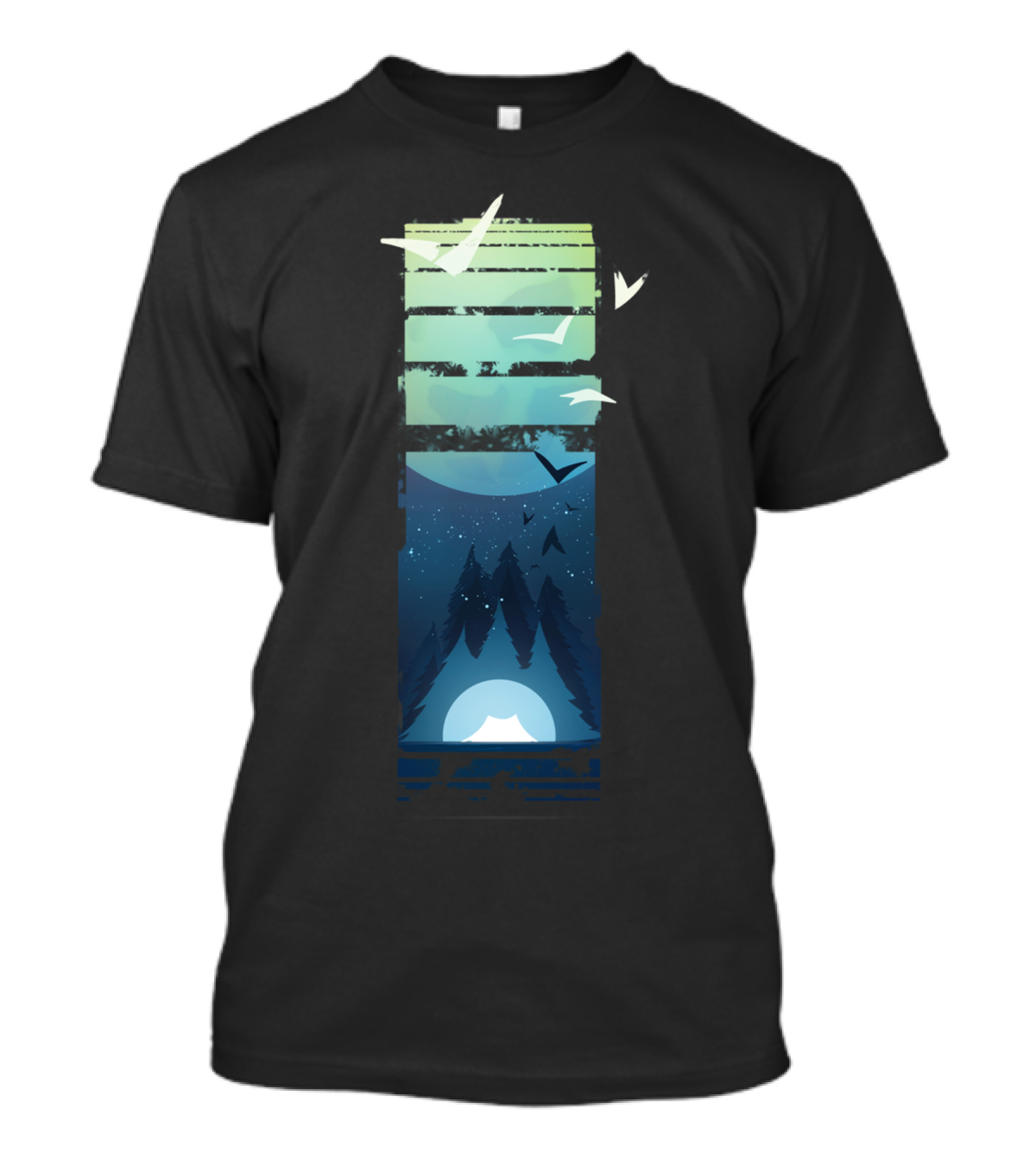 Blue Moon Forest Camper Night Sky Pines T-Shirt