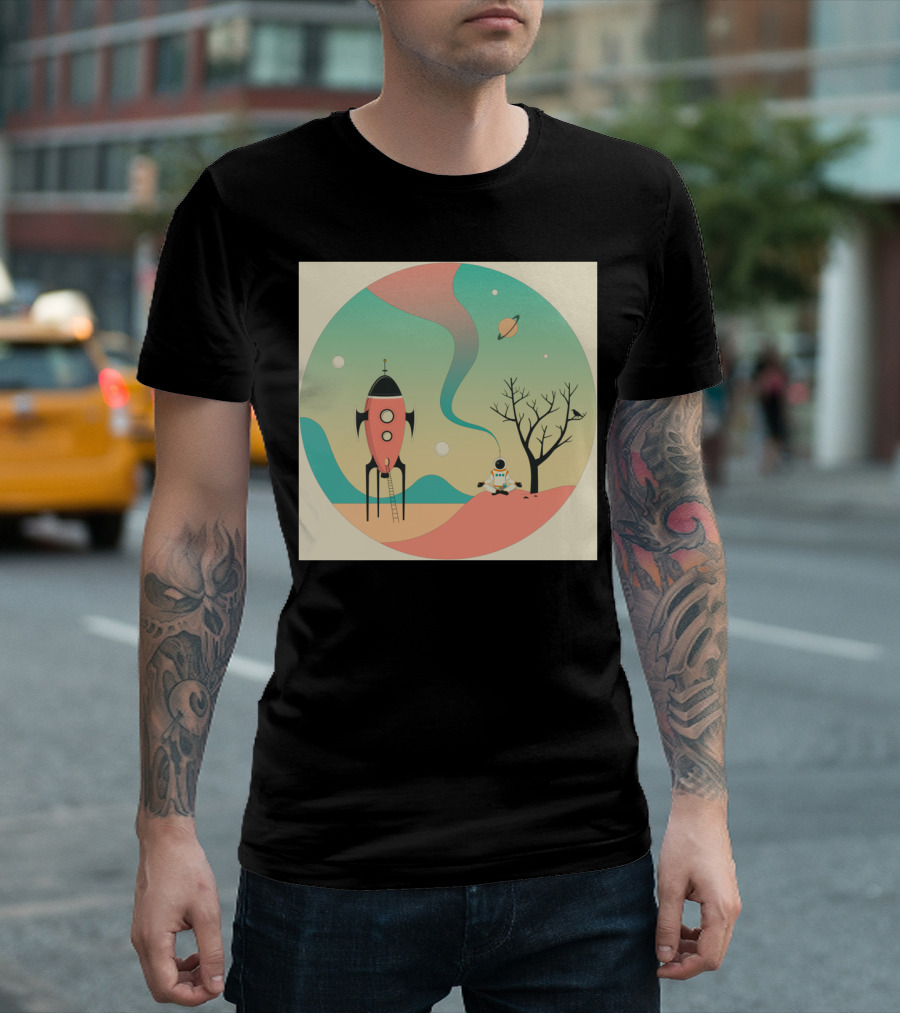 EXPLORE Cosmic Adventure With Rocket Astronaut And Saturn T-Shirt
