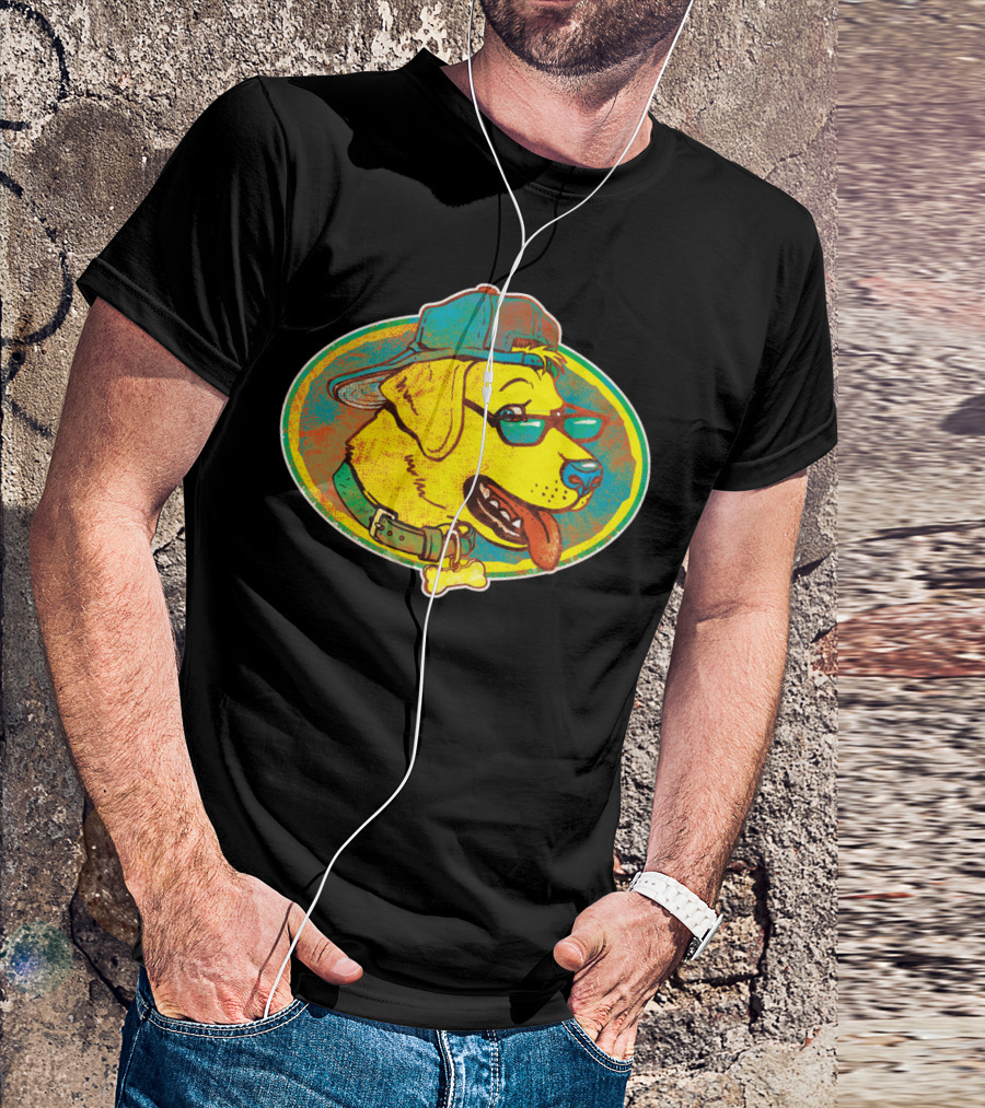 Cool Golden Retriever With Shades And Backwards Cap T-Shirt