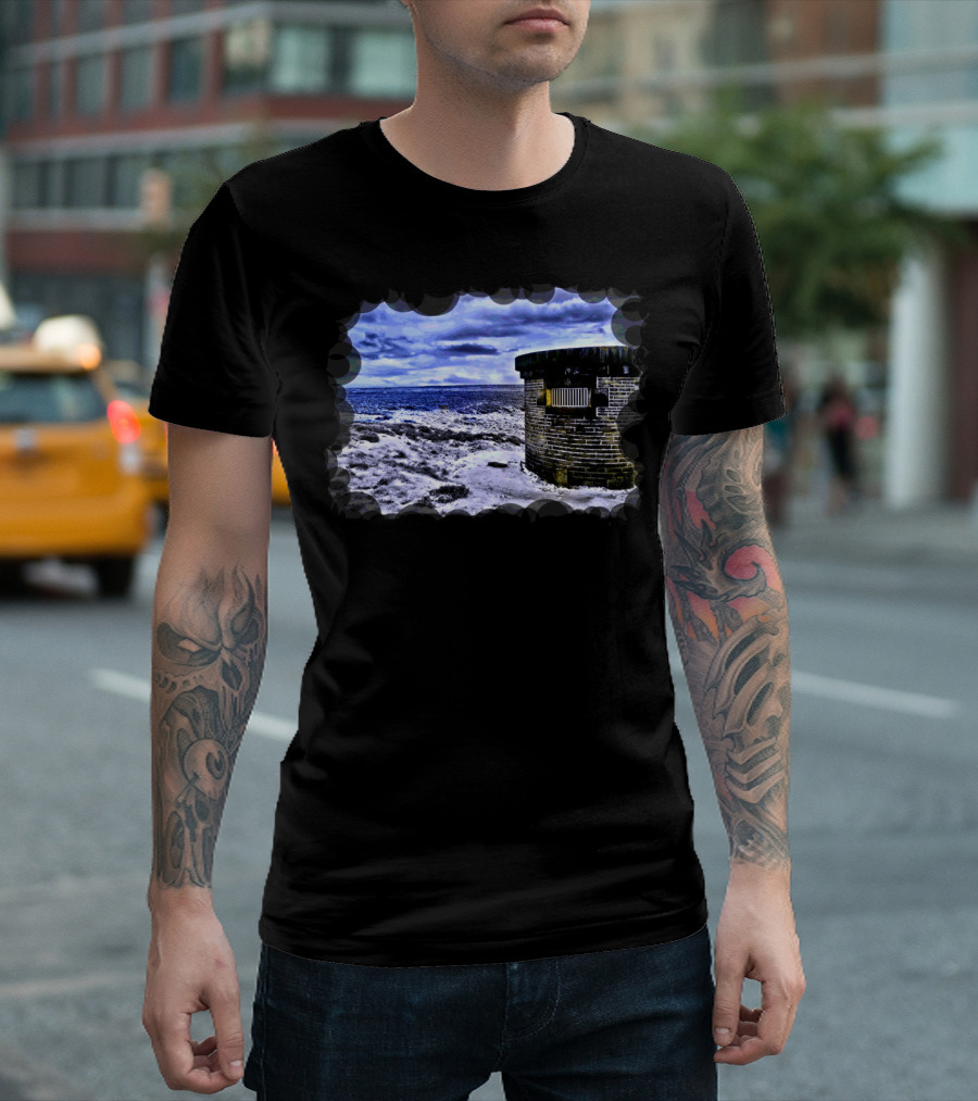 A Winter Wishing Well Coastal Fortress Snowy Landscape T-Shirt