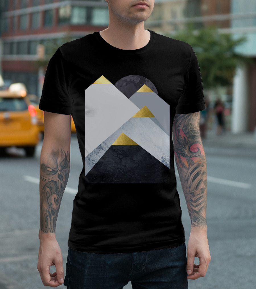Blue Mountains Gold Geometric Peaks T-Shirt