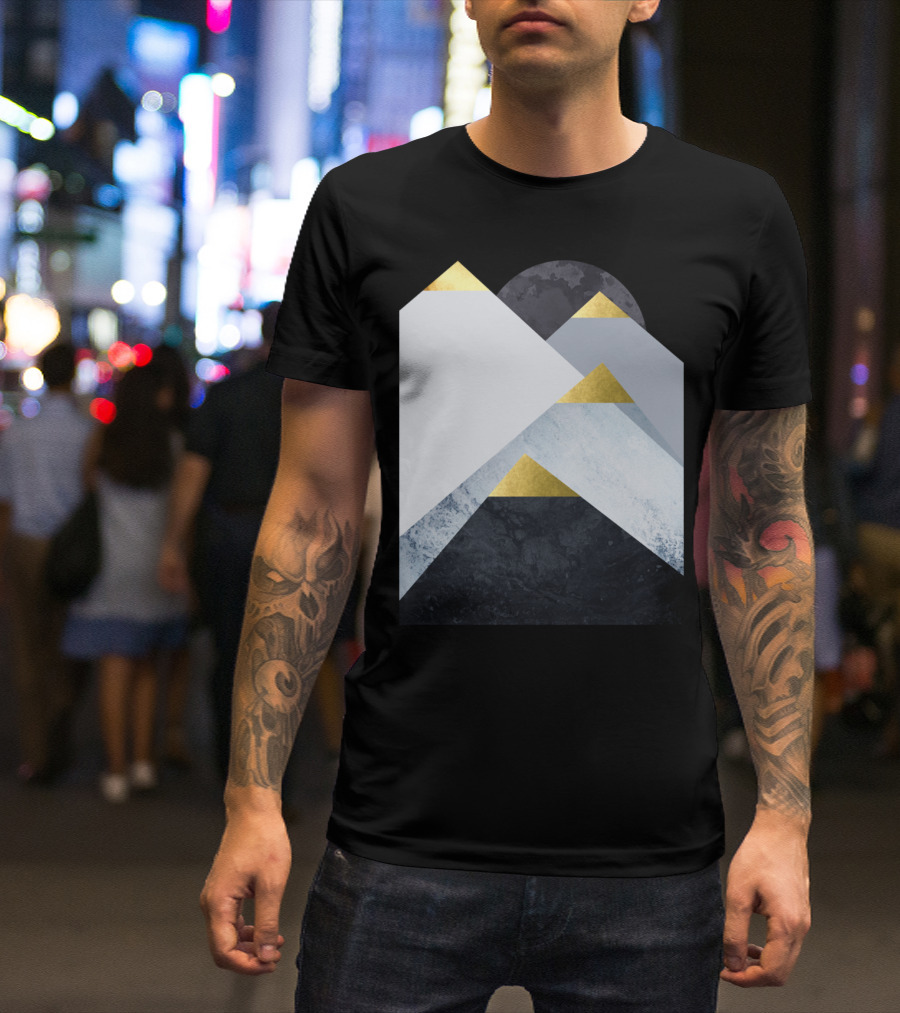 Blue Mountains Gold Geometric Peaks T-Shirt