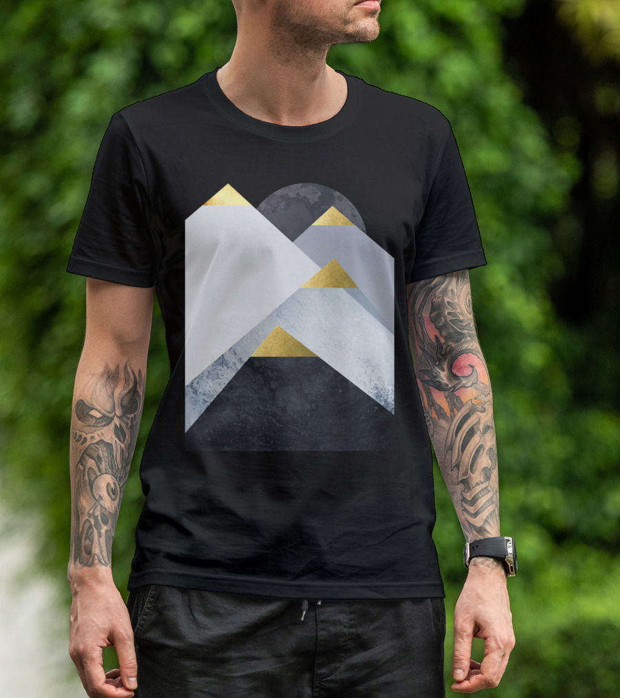 Blue Mountains Gold Geometric Peaks T-Shirt