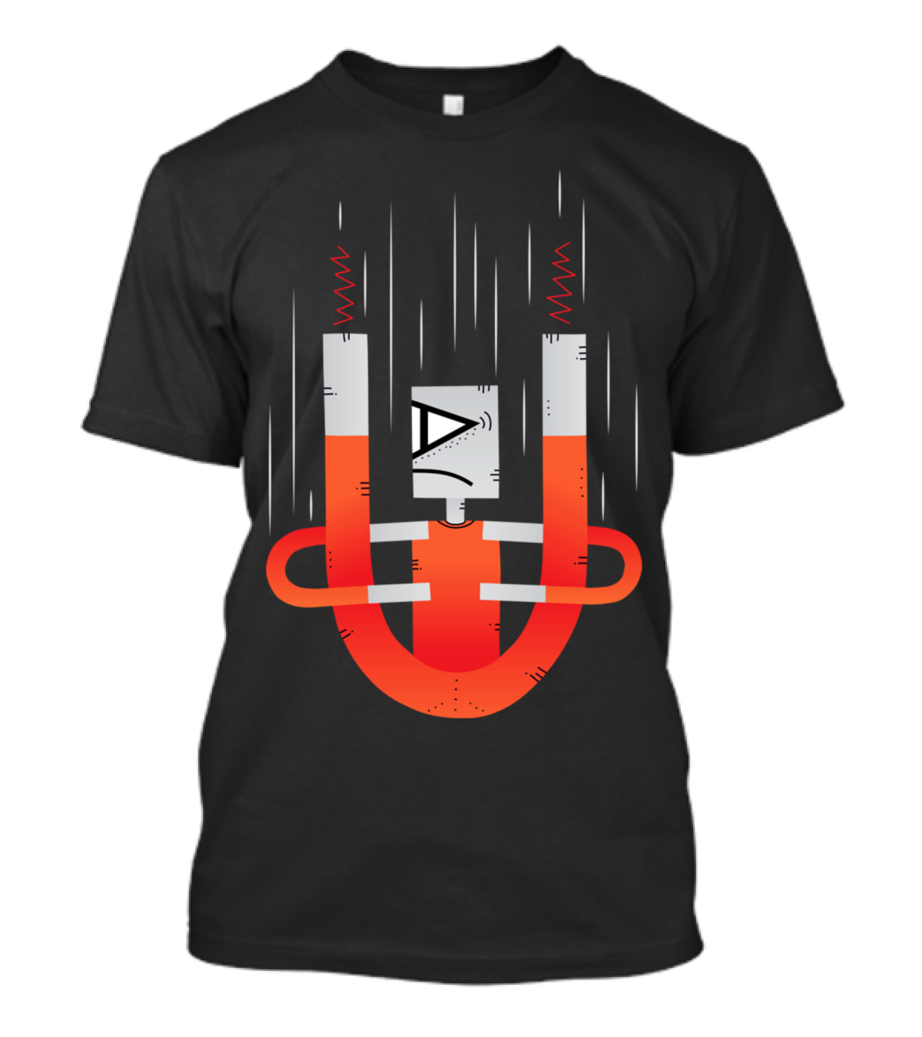 Magnet Man Robot Cartoon U-Shaped Magnet Character T-Shirt