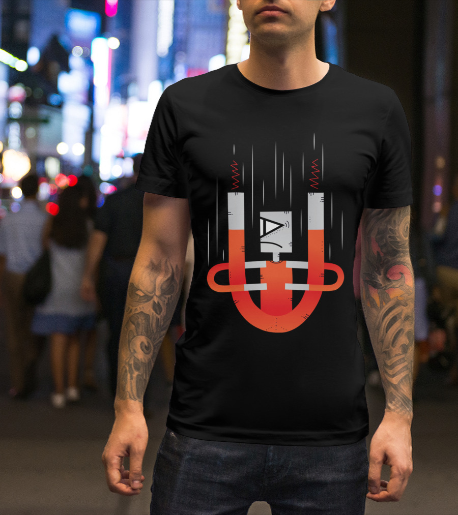 Magnet Man Robot Cartoon U-Shaped Magnet Character T-Shirt