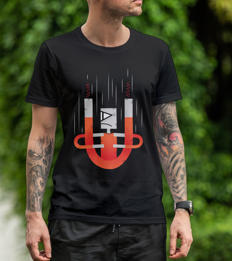 Magnet Man Robot Cartoon U-Shaped Magnet Character T-Shirt