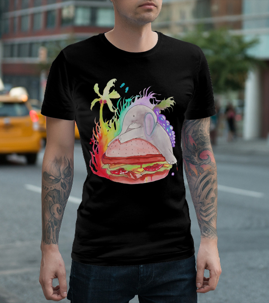 Food Baby Elephant Rainbow Burger T-Shirt