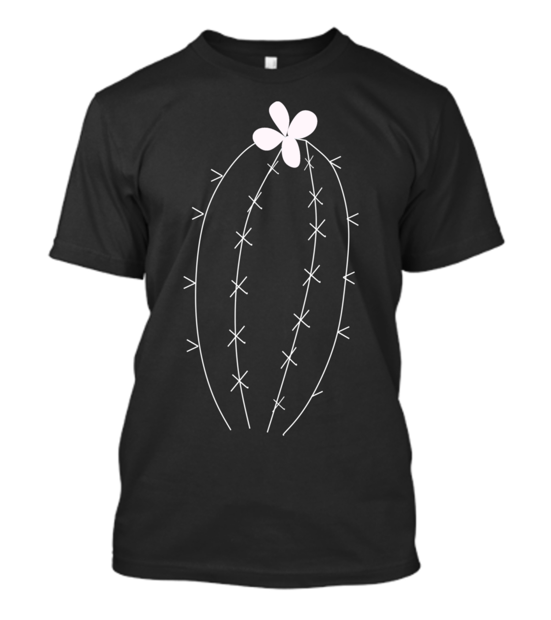 Cool Minimalist Cactus Design Flower Simple Outline T-Shirt