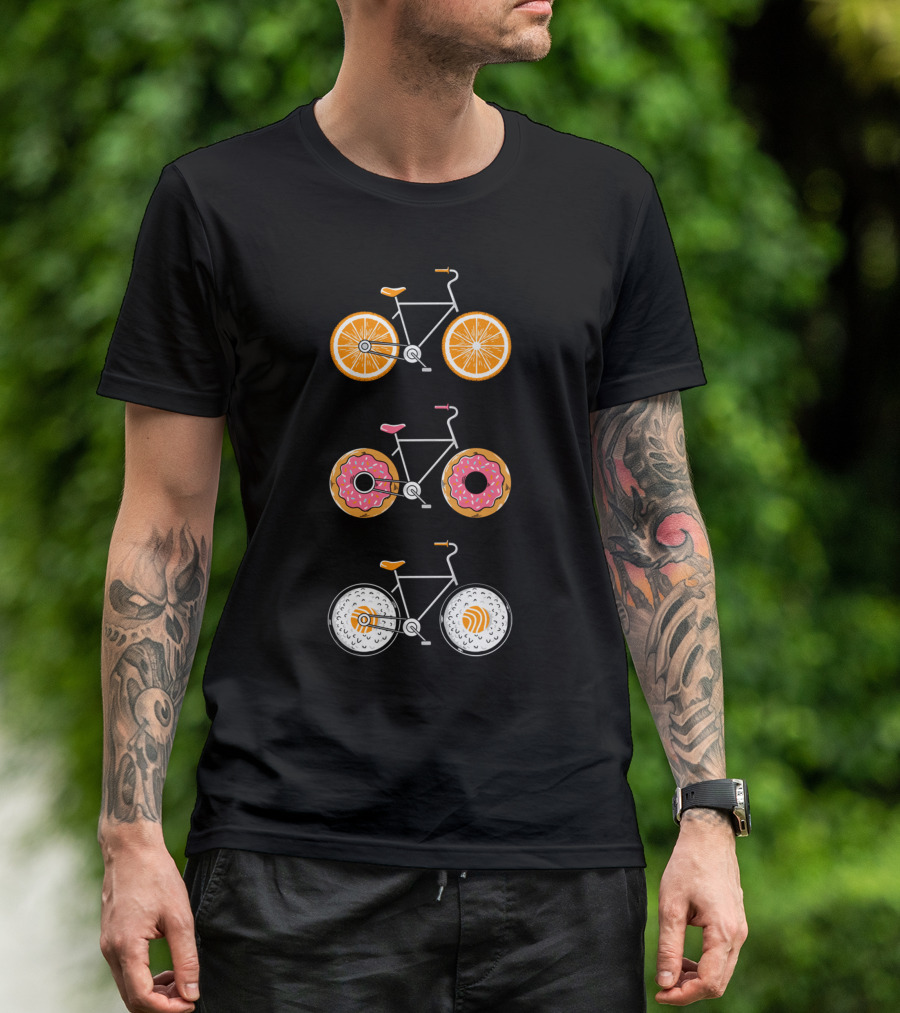 Food Bicycle Orange Donut Sushi Wheels T-Shirt