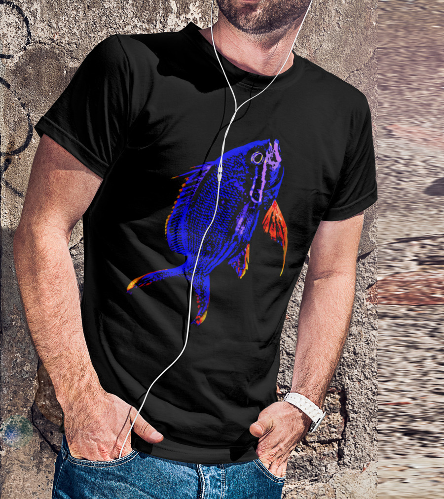 Blue Ocean Fish Vibrant Neon T-Shirt