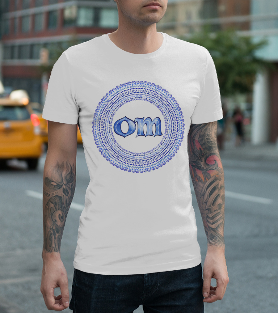 Om Blue Mandala Circular T-Shirt