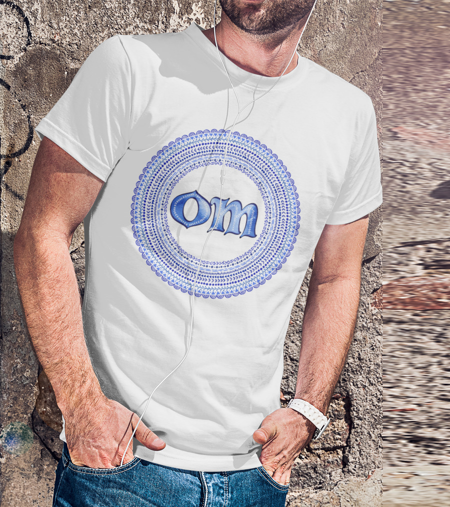 Om Blue Mandala Circular T-Shirt