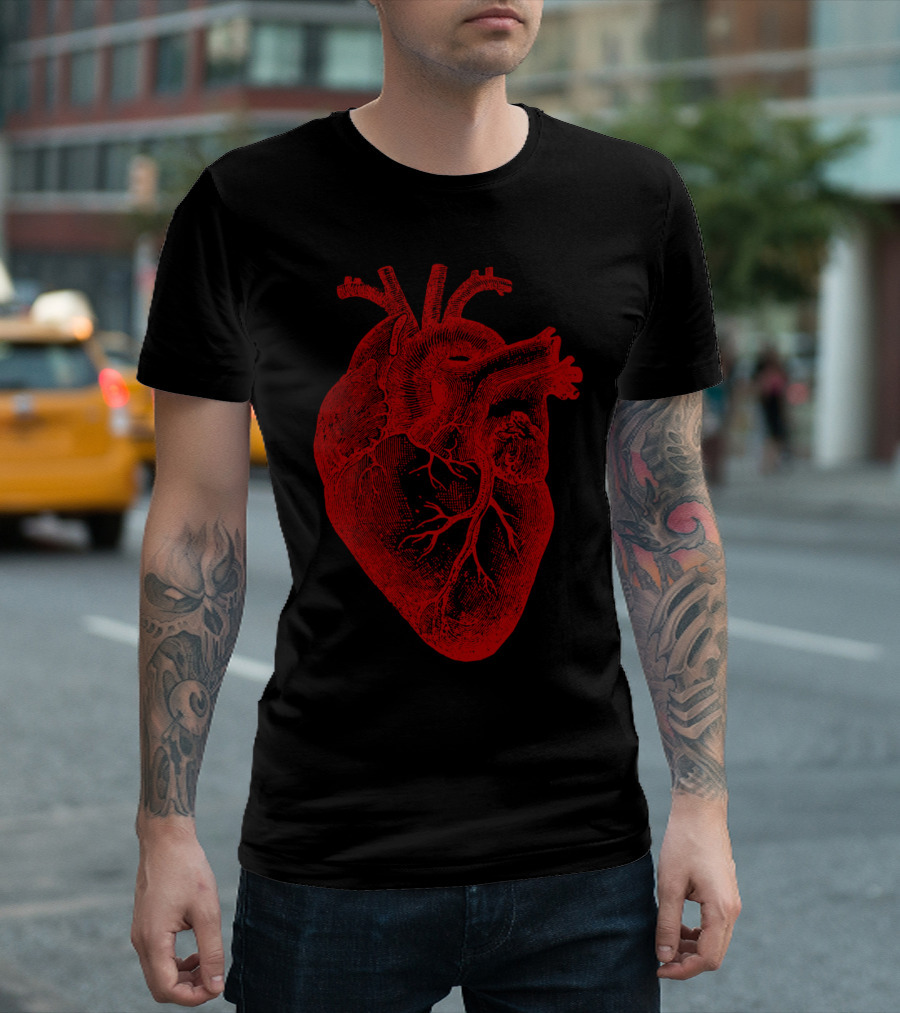 Vintage Heart Anatomy Red Sketch T-Shirt