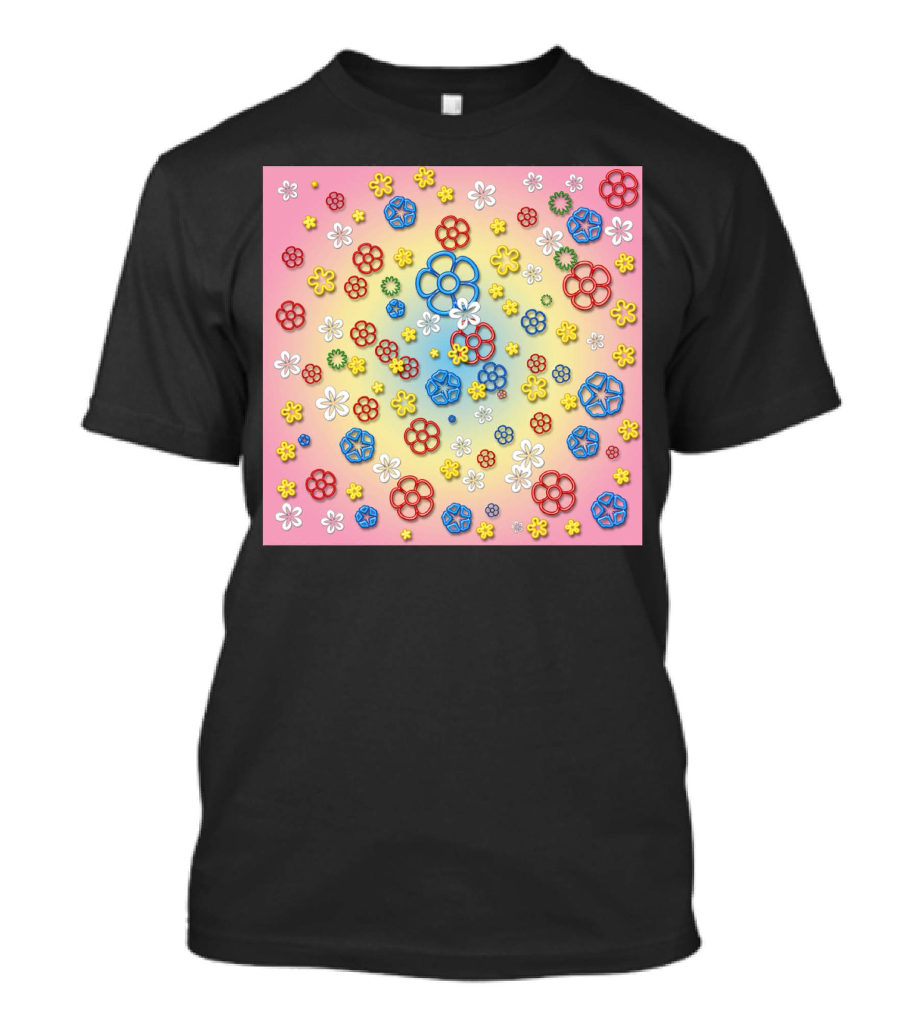 Digital Springtime Flower Pattern Vibrant Colors T-Shirt