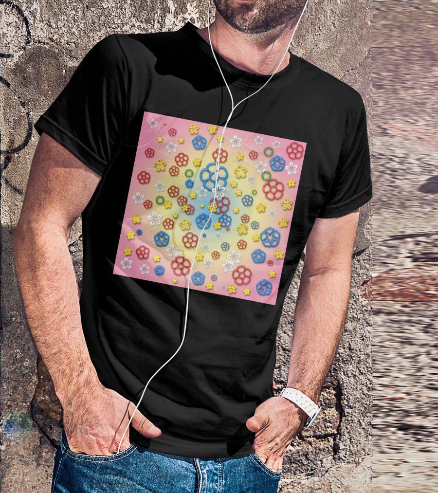 Digital Springtime Flower Pattern Vibrant Colors T-Shirt