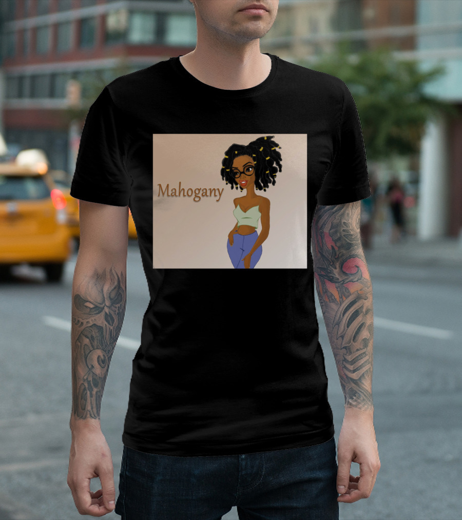 Mahogany Beautiful Woman with Glasses and Curly Hair T-Shirt