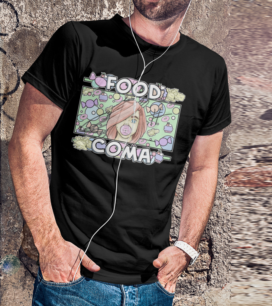 FOOD COMA Candy Bubblegum Girl With Sweets And Treats T-Shirt