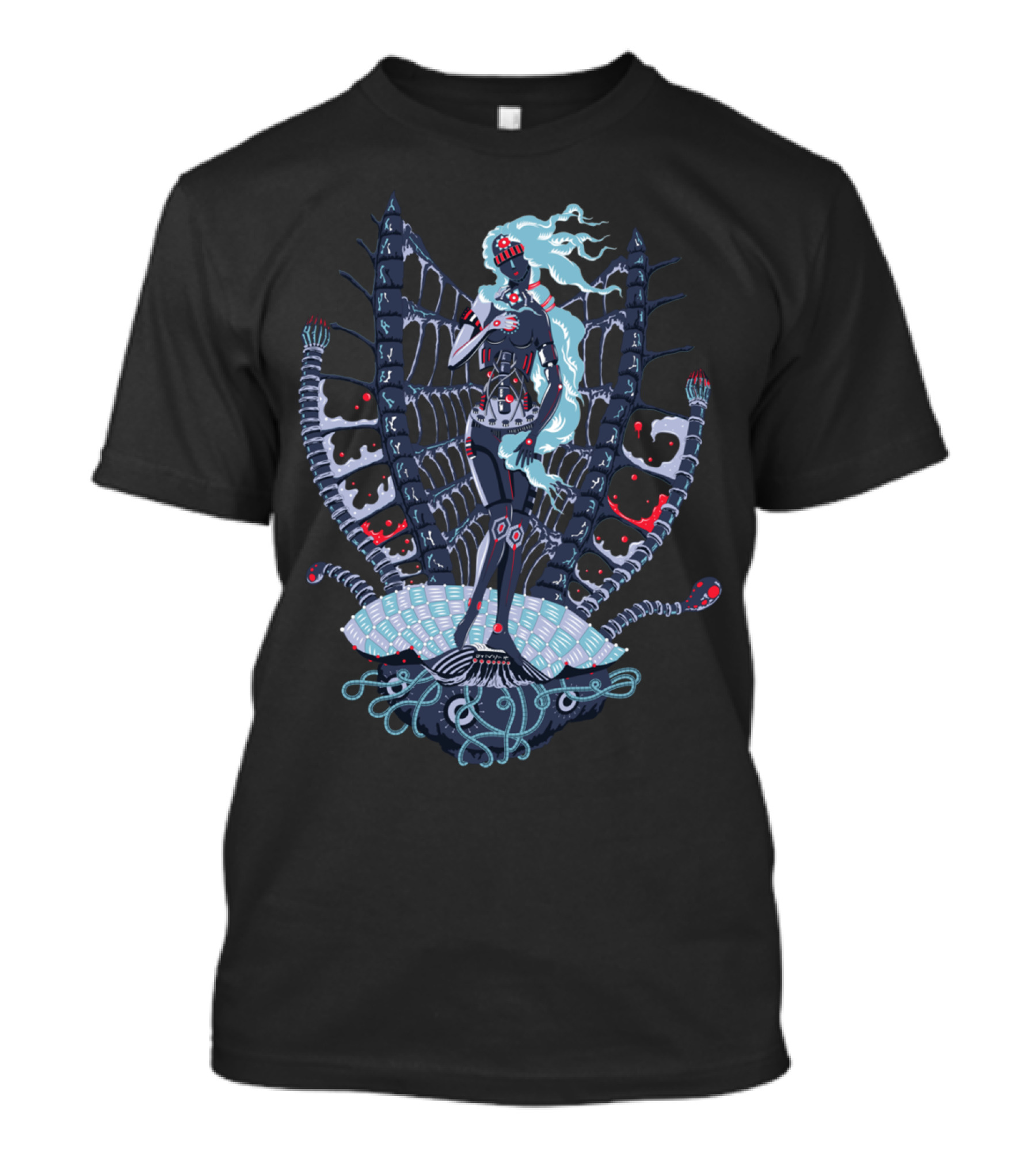 Rebirth Of Cyber Venus Futuristic Cyborg With Biomechanical Wings T-Shirt