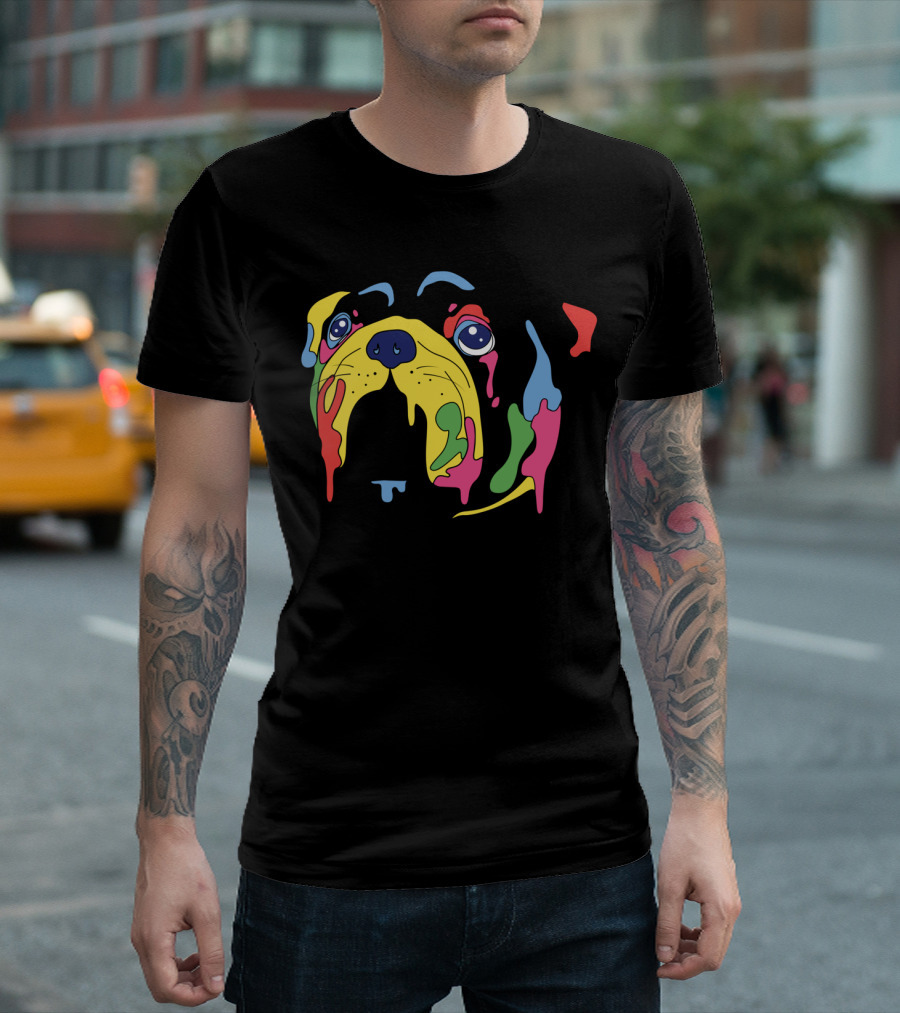 Sweet Colorful Paint Drops On Pug Face T-Shirt