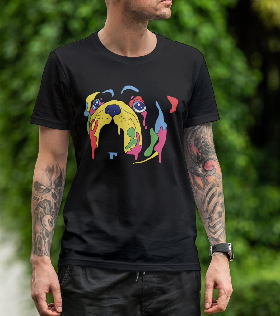 Sweet Colorful Paint Drops On Pug Face T-Shirt
