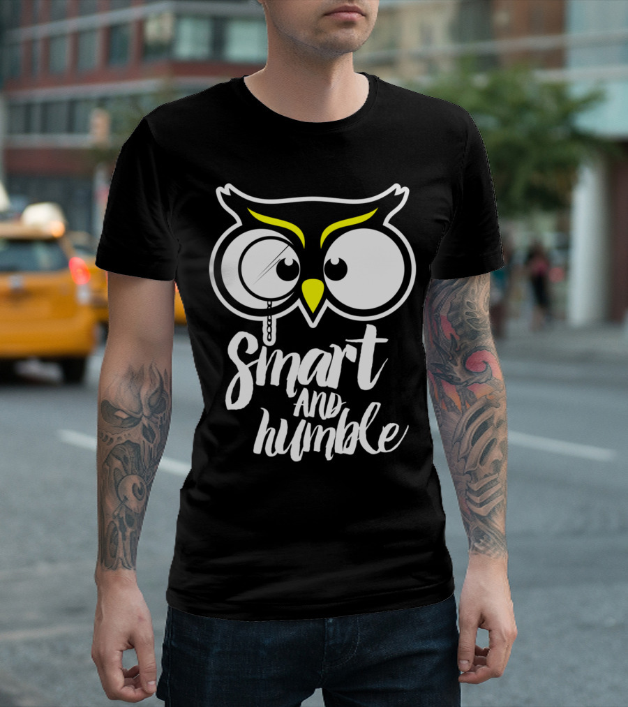 Smart and Humble Owl with Monocle T-Shirt