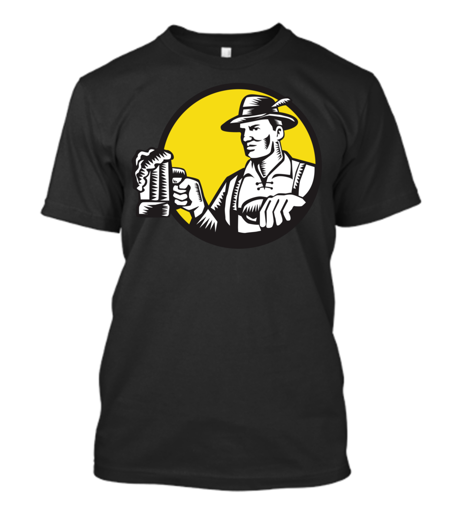 Bavarian Beer Drinker Circle Woodcut Brewing Tradition Oktoberfest T-Shirt