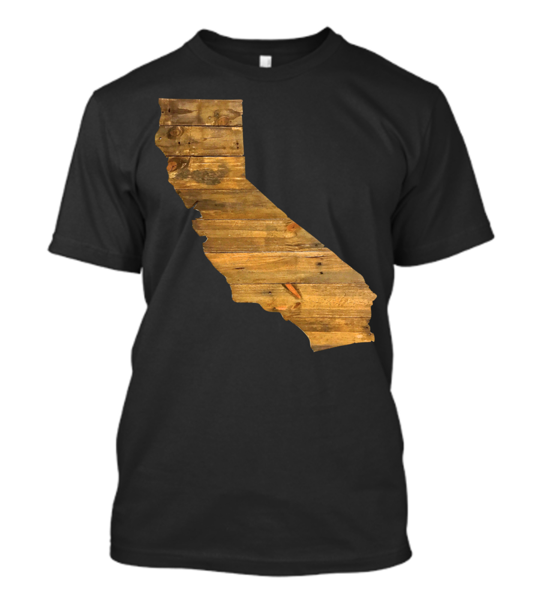 California Cedar Wood State Shape Rustic Map T-Shirt