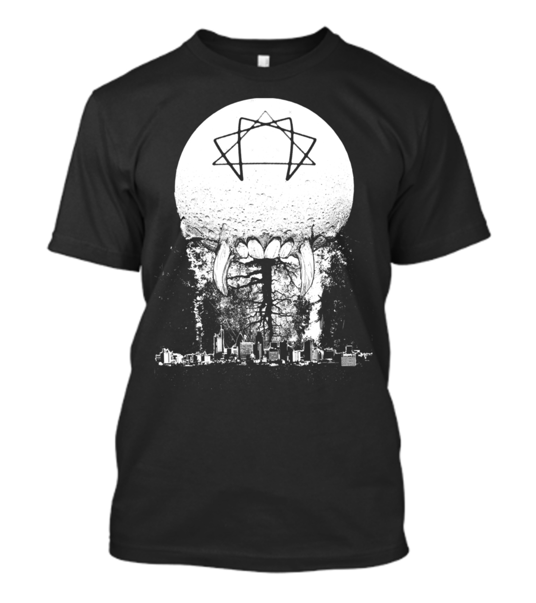 Food For The Moon Star Symbol Cityscape T-Shirt