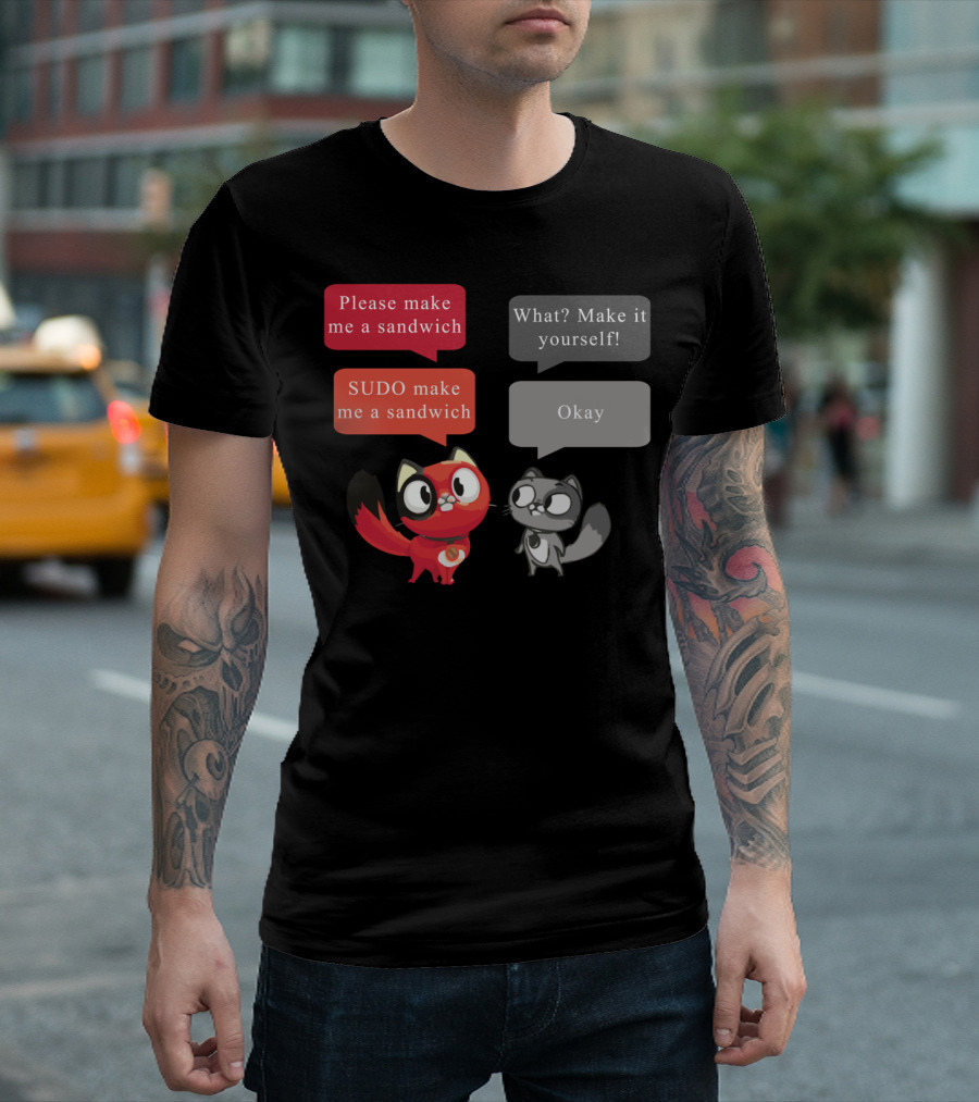 Please SUDO Make Me a Sandwich Comic Cats T-Shirt