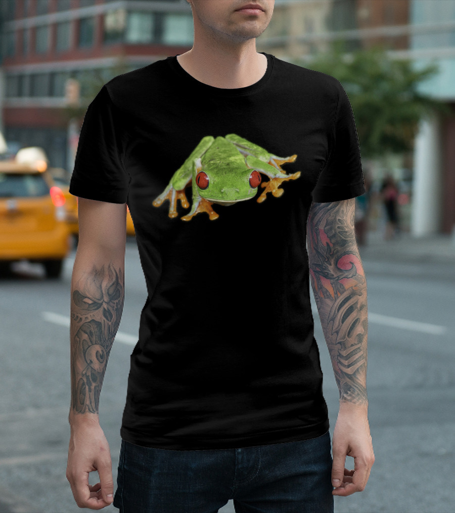 Red Eyed Tree Frog Bright Green And Orange Details T-Shirt