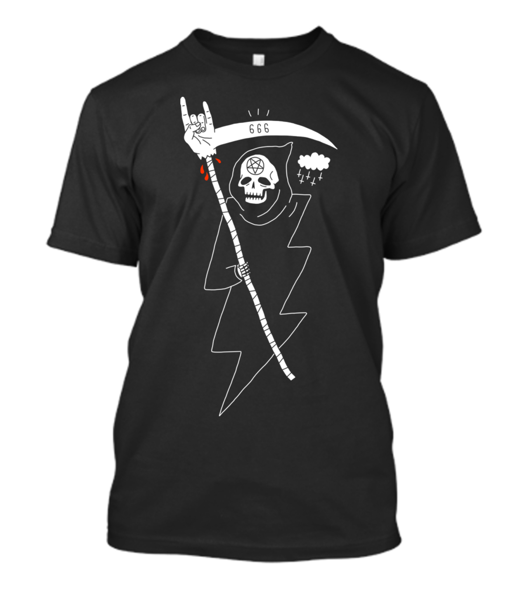 Angel Of Death Metal Grim Reaper 666 Symbol With Pentagram And Devil Horns T-Shirt