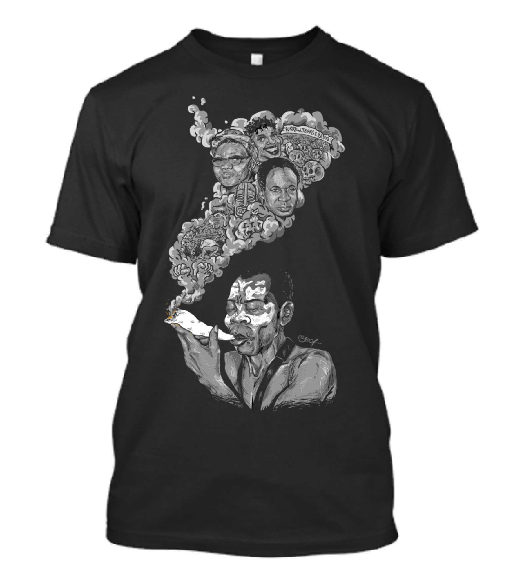Food For Thought Surulere Wails Faces And Smoke T-Shirt