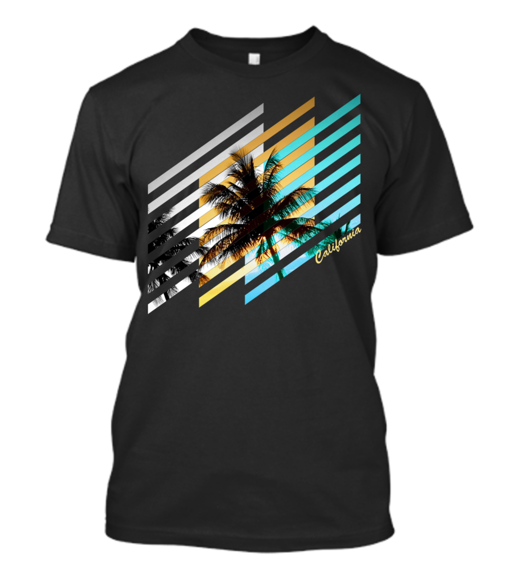 California Palm Stripes Sunset Vibes T-Shirt