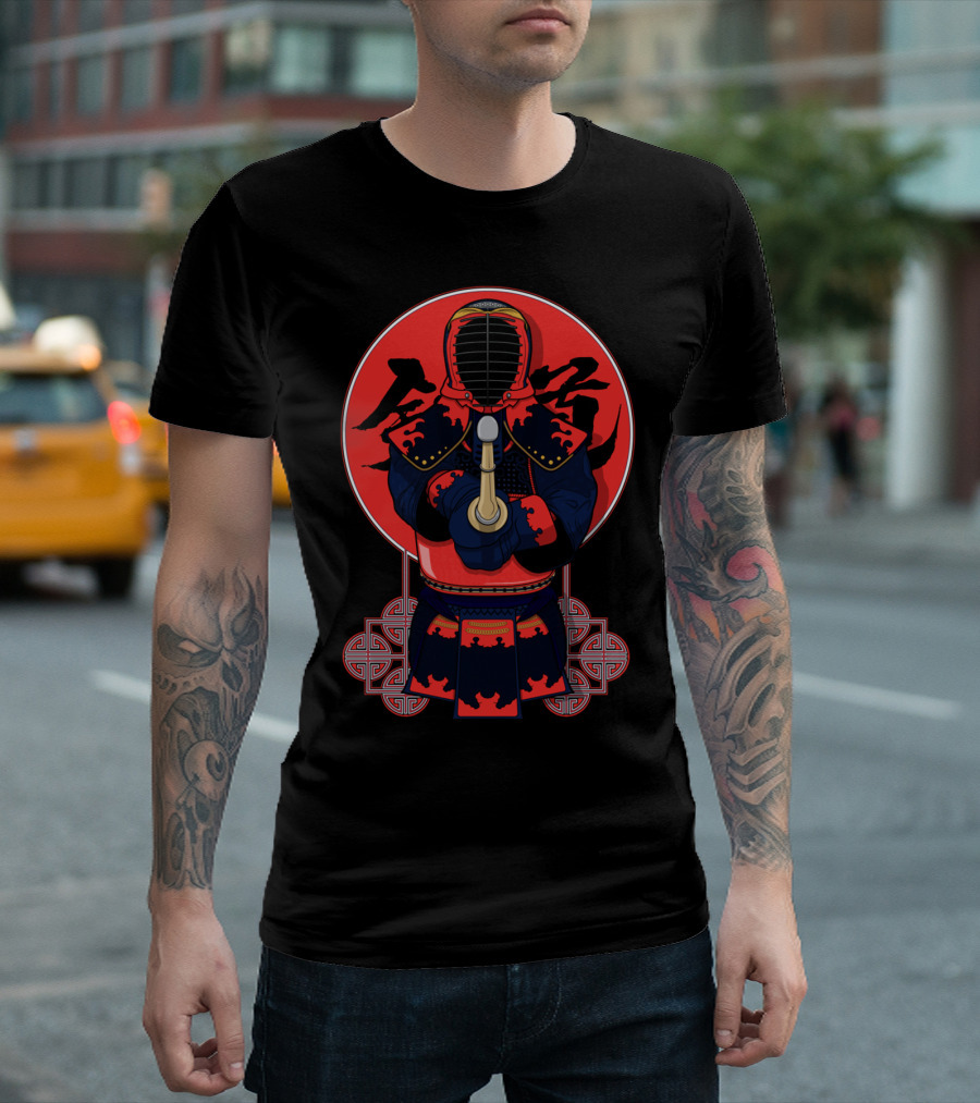 Red Kendo Warrior Art With Traditional Japanese Elements T-Shirt