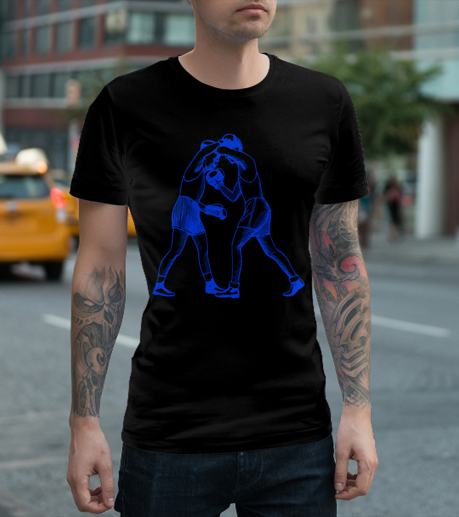 Cool Vintage Boxing Blue Fighters In Action T-Shirt