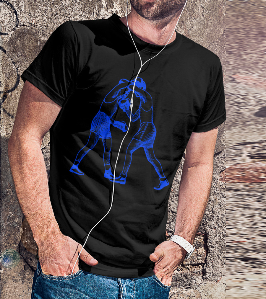 Cool Vintage Boxing Blue Fighters In Action T-Shirt