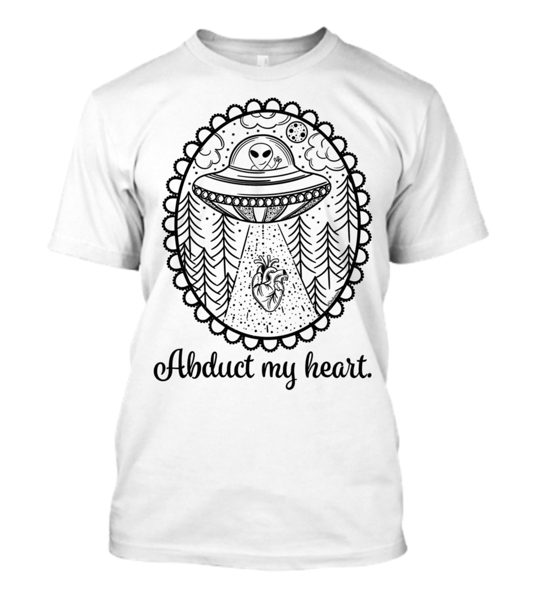 UFO Alien Abduct My Heart Forest Scene T-Shirt
