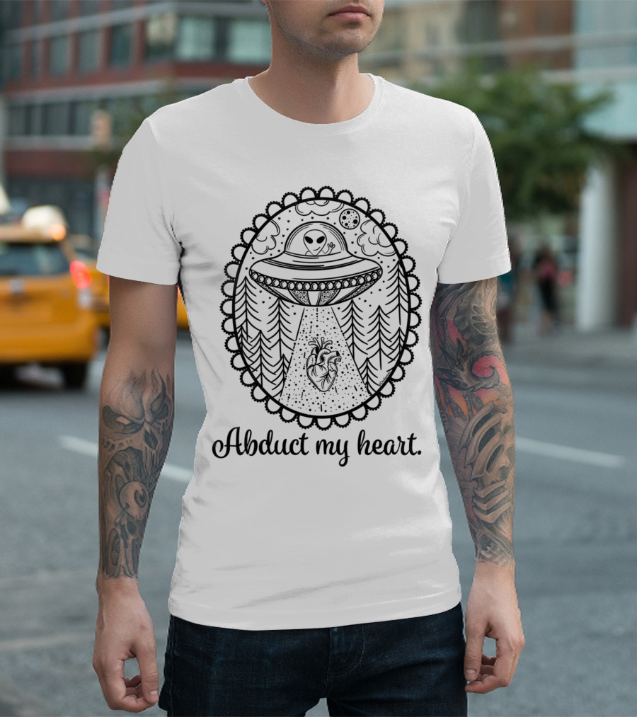 UFO Alien Abduct My Heart Forest Scene T-Shirt