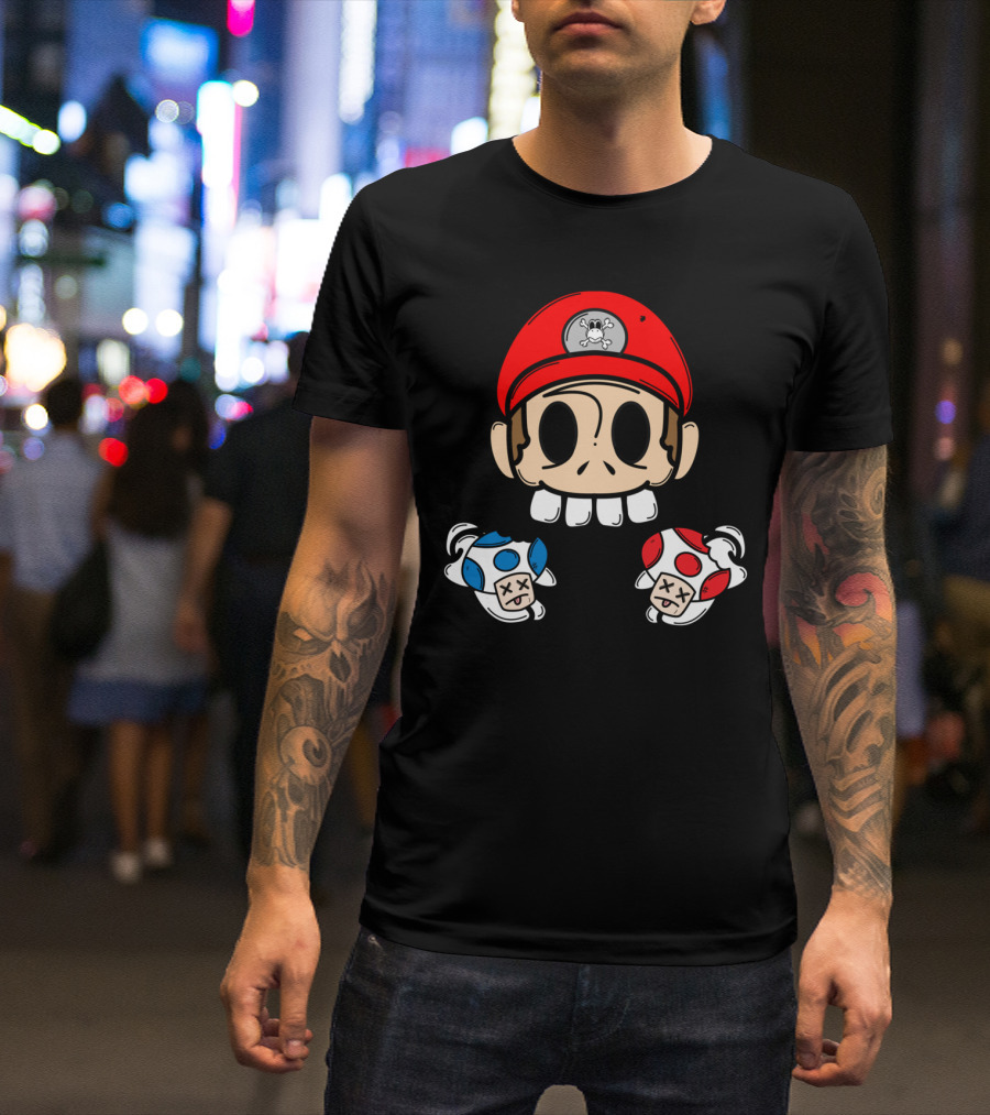 Red Or Blue Bl Parody Gaming Character Mushrooms T-Shirt