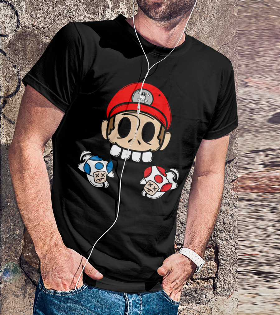 Red Or Blue Bl Parody Gaming Character Mushrooms T-Shirt