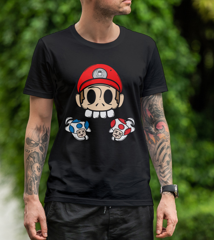 Red Or Blue Bl Parody Gaming Character Mushrooms T-Shirt