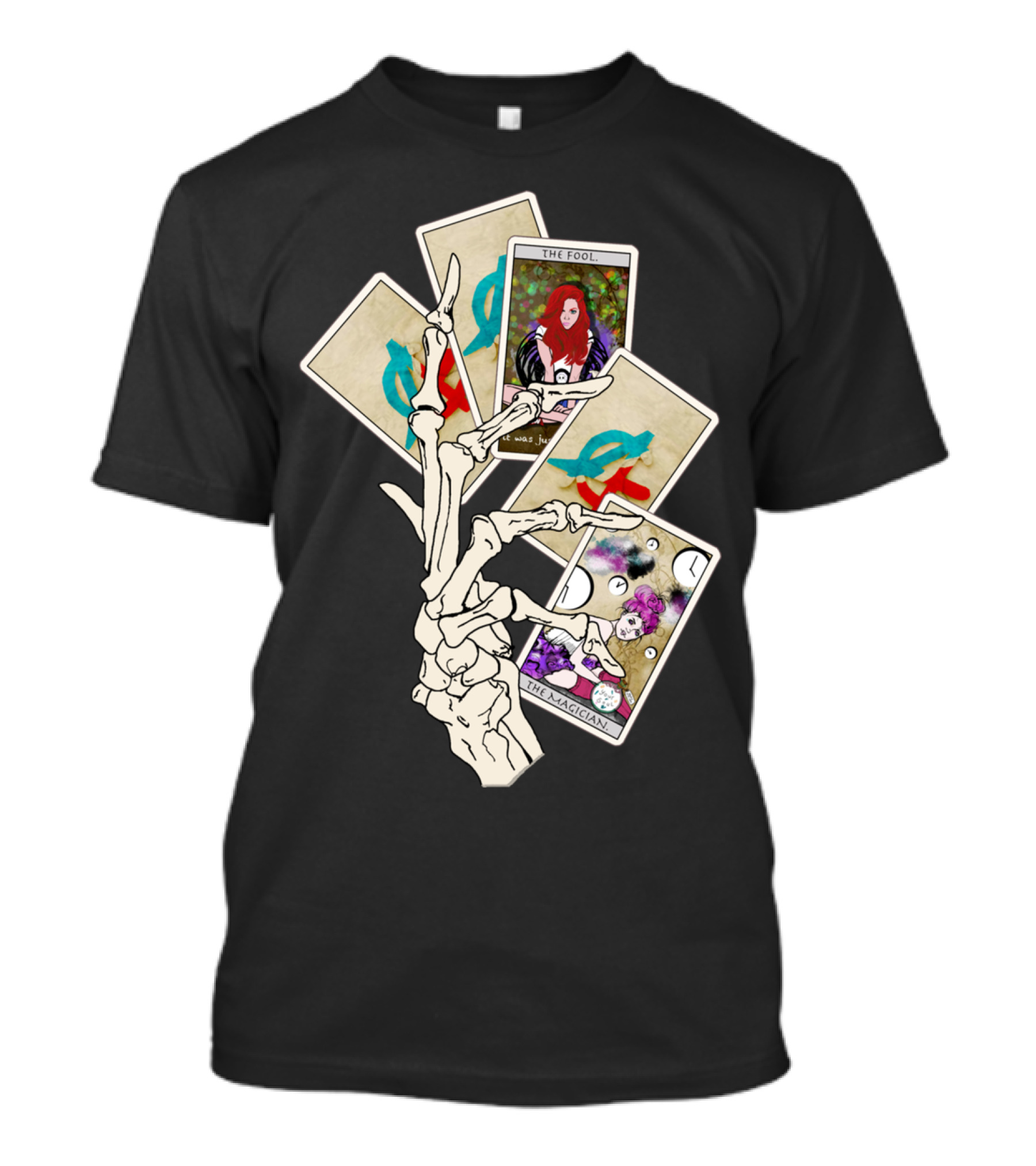 The Fool The Magician Tarot Cards Skeleton Hand Make Your Own Luck T-Shirt
