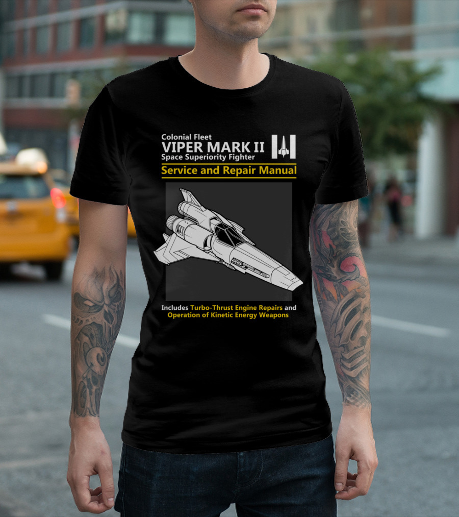 Colonial Fleet Viper Mark II Space Superiority Fighter Service And Repair Manual T-Shirt