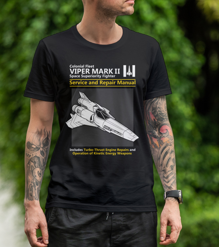 Colonial Fleet Viper Mark II Space Superiority Fighter Service And Repair Manual T-Shirt